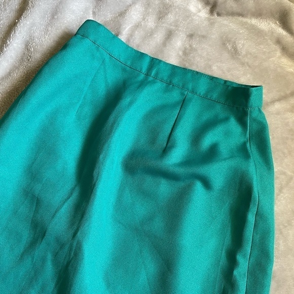 Vintage 80s High Waisted Teal Pencil Skirt - Picture 2 of 5